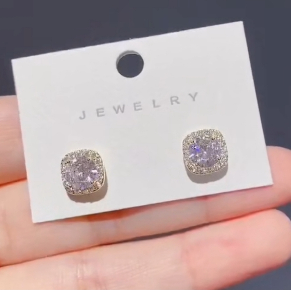 14k gold or sterling silver diamond earrings - Picture 8 of 8